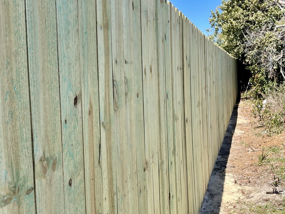 Stockade residential wood fencing in the Panama City, Florida area.